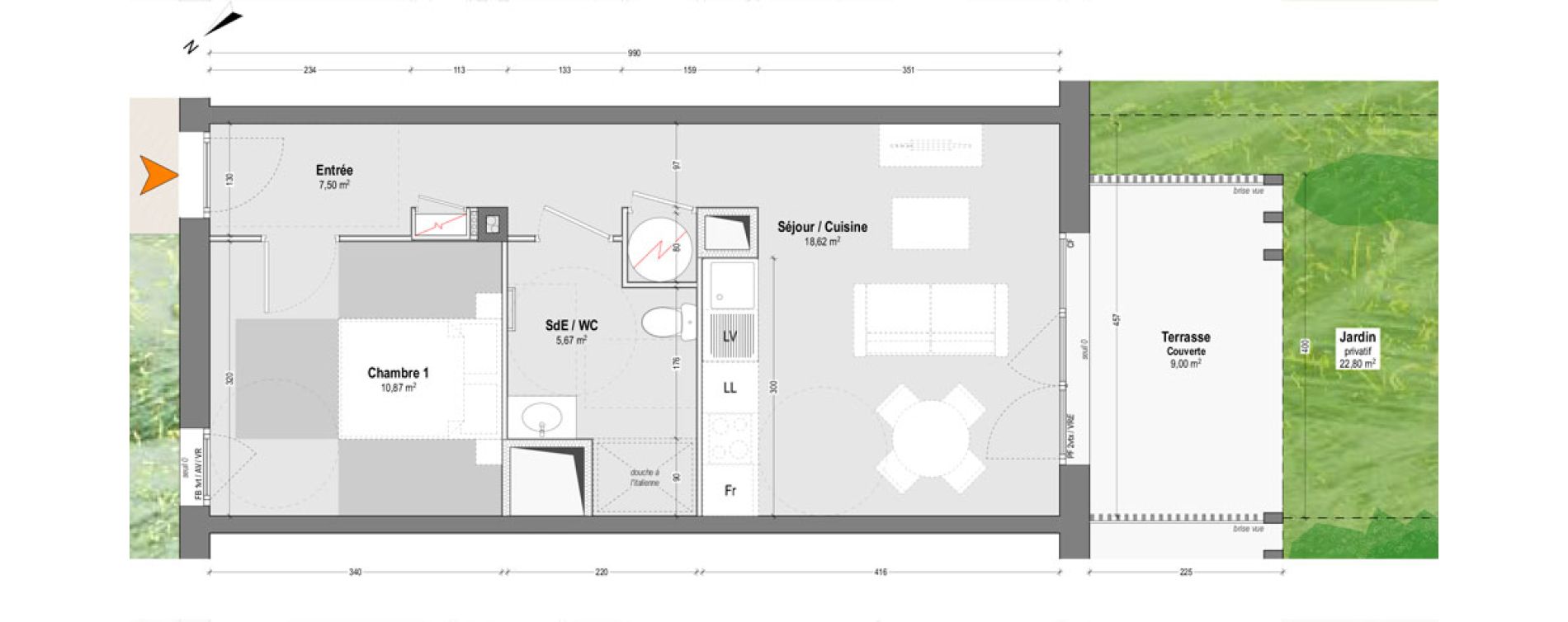 Appartement T2 de 42,66 m2 &agrave; Lit-Et-Mixe Centre