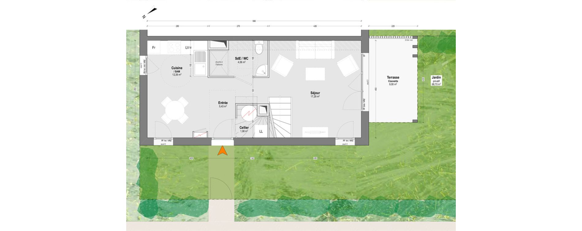 Duplex T4 de 81,95 m2 &agrave; Lit-Et-Mixe Centre