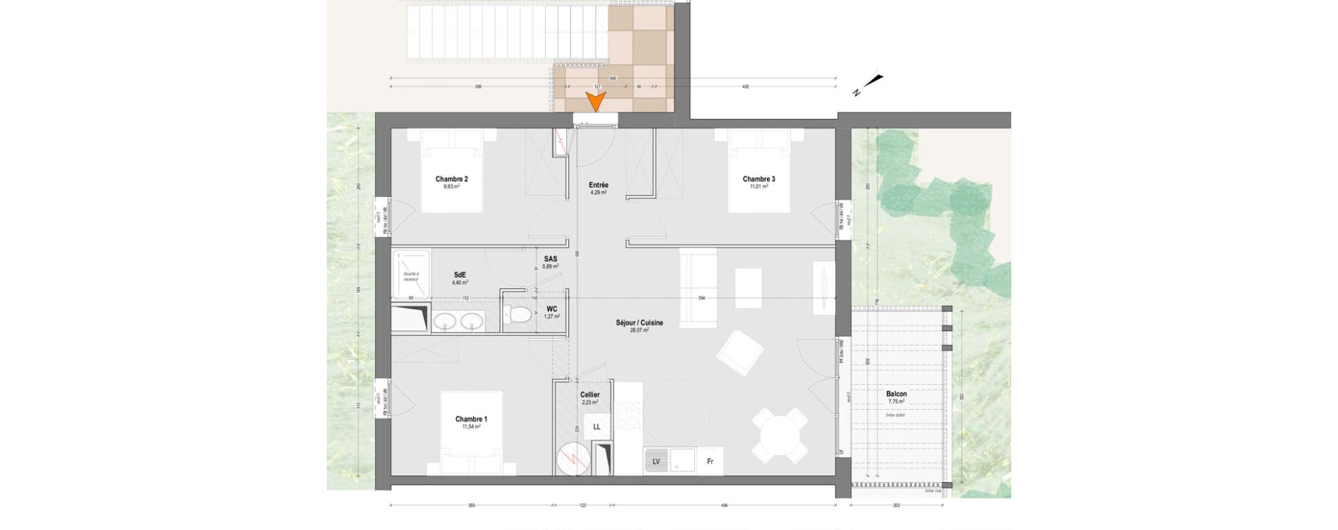 Appartement T4 de 73,63 m2 &agrave; Lit-Et-Mixe Centre