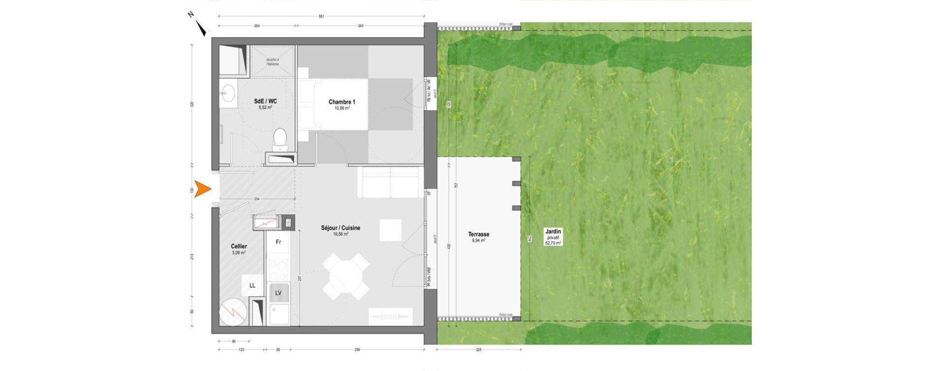 Appartement T2 de 39,05 m2 &agrave; Lit-Et-Mixe Centre