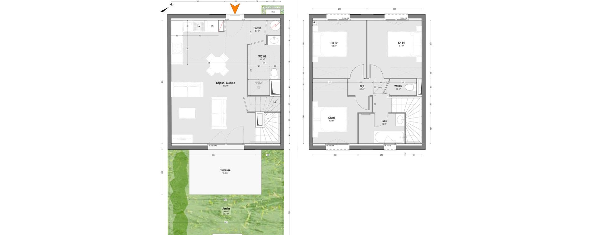 Maison T4 de 74,80 m2 &agrave; Lit-Et-Mixe Centre