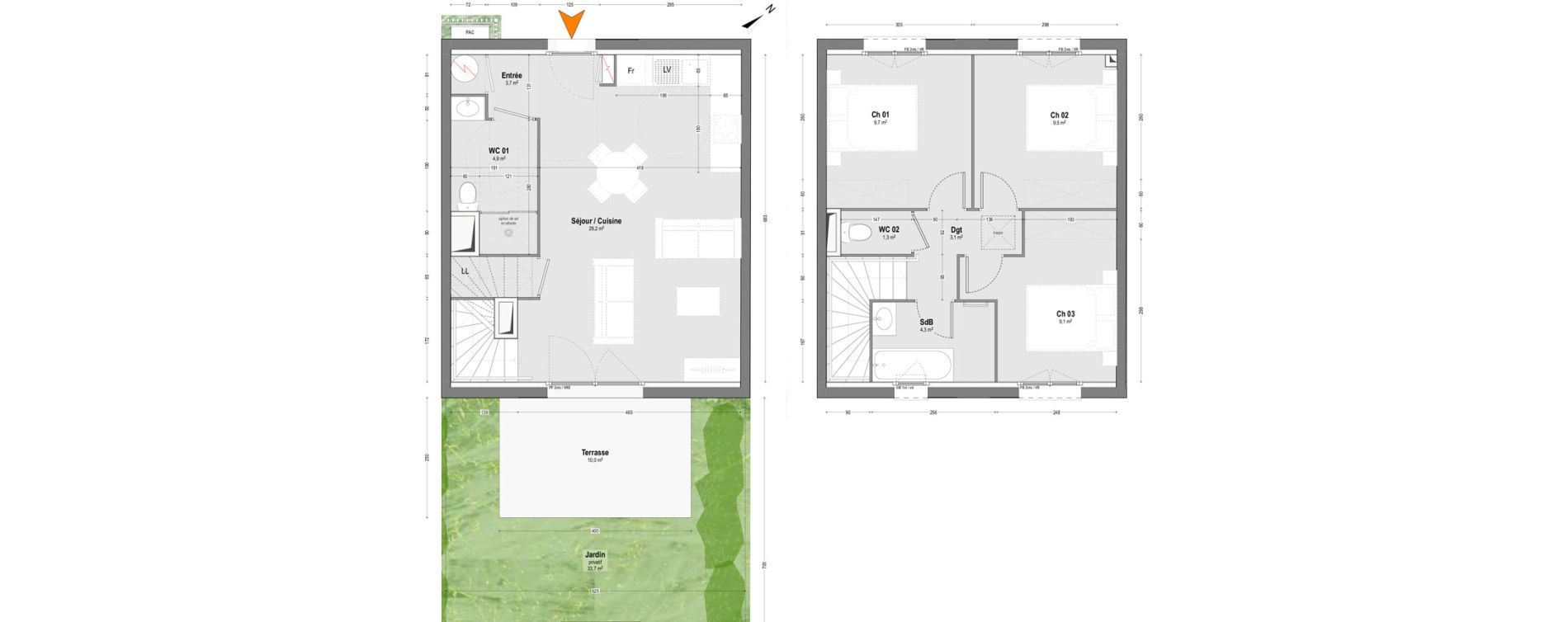 Maison T4 de 74,80 m2 &agrave; Lit-Et-Mixe Centre