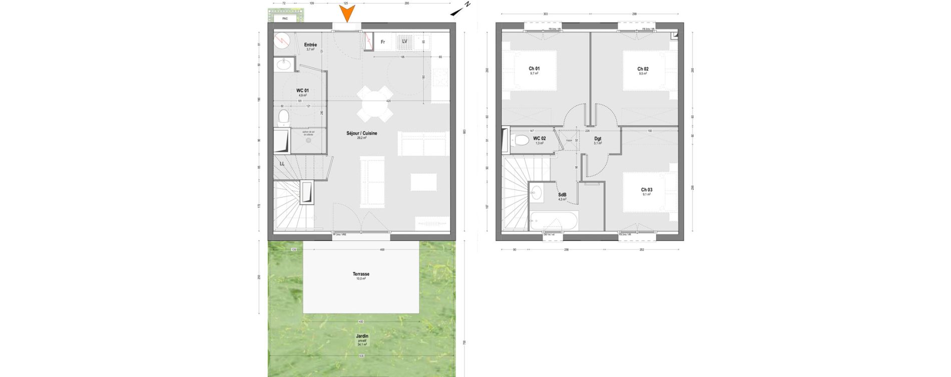 Maison T4 de 74,80 m2 &agrave; Lit-Et-Mixe Centre