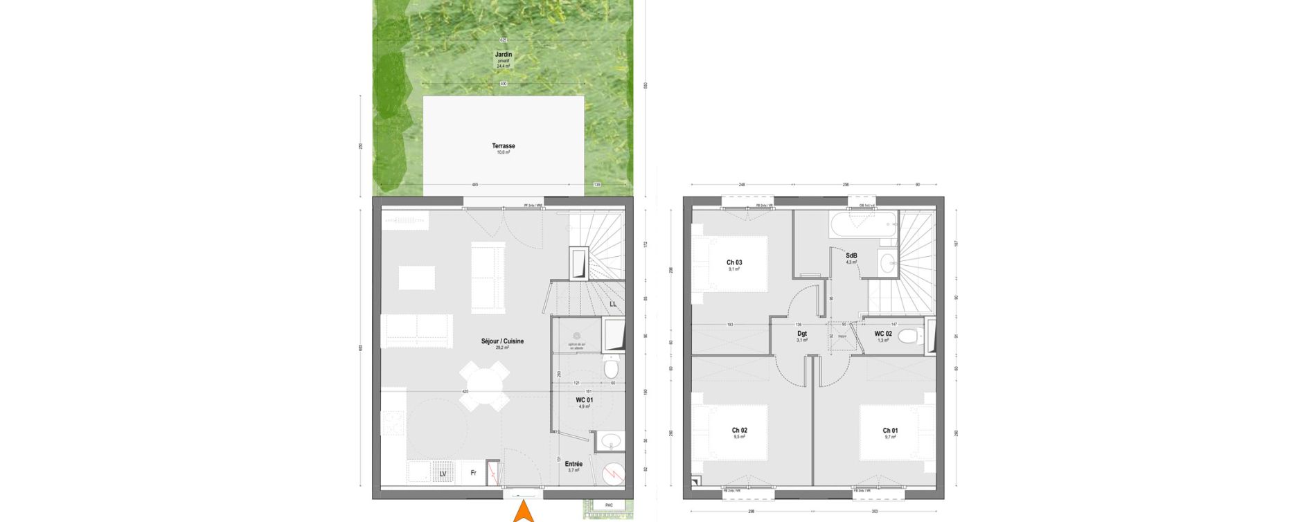 Maison T4 de 74,80 m2 &agrave; Lit-Et-Mixe Centre