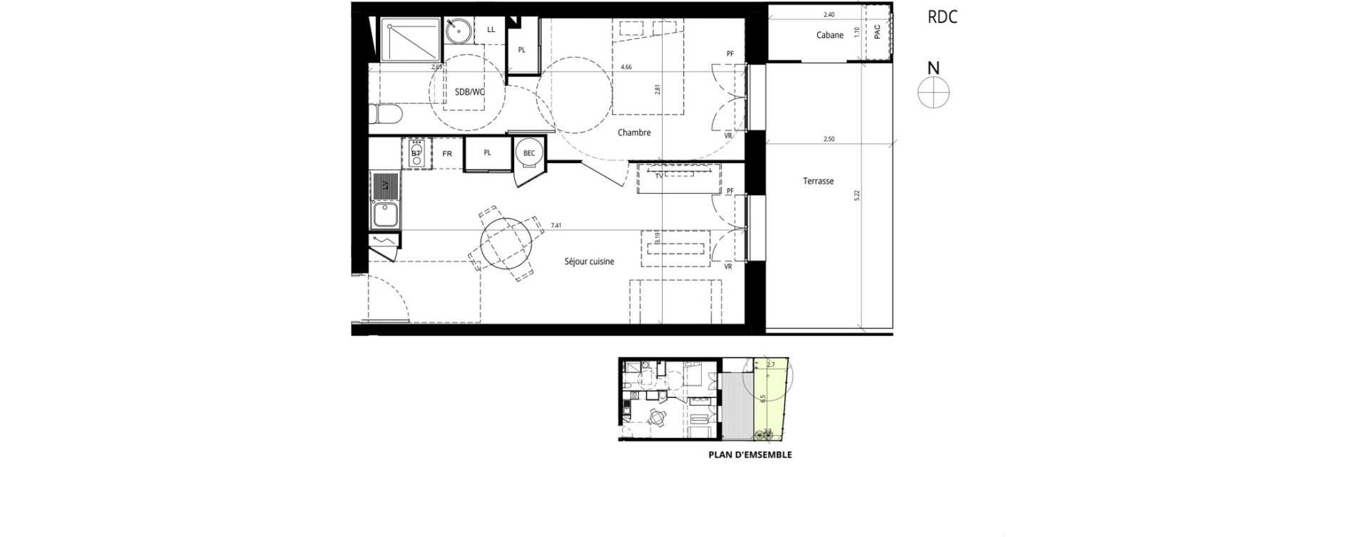 Appartement T2 de 43,50 m2 &agrave; Messanges Centre