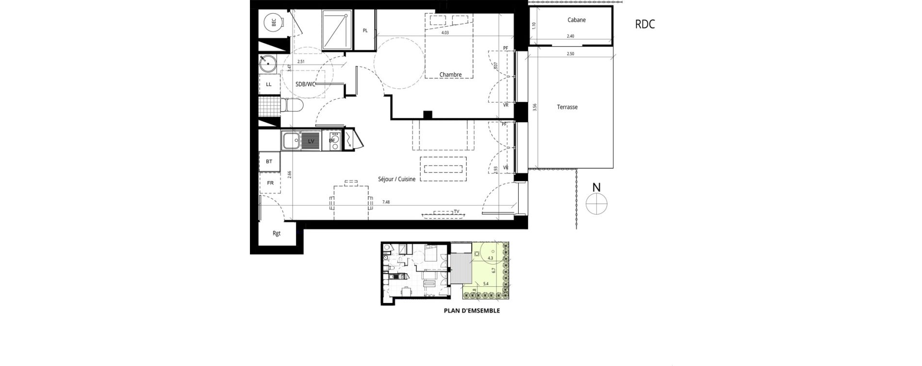 Appartement T2 de 45,10 m2 &agrave; Messanges Centre