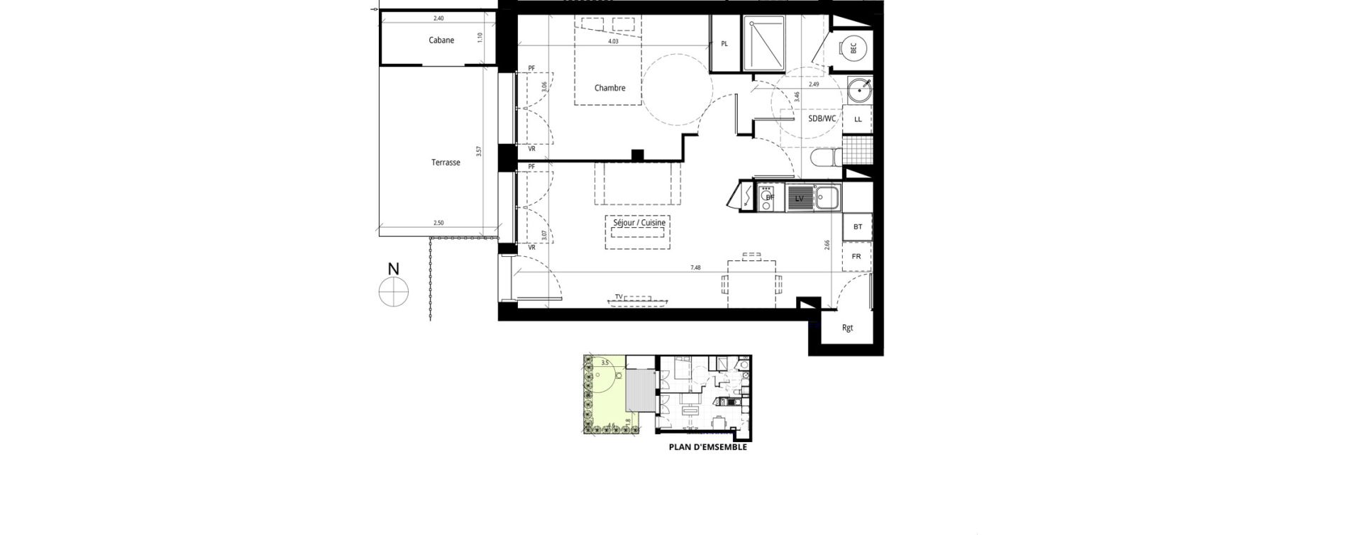 Appartement T2 de 45,20 m2 &agrave; Messanges Centre