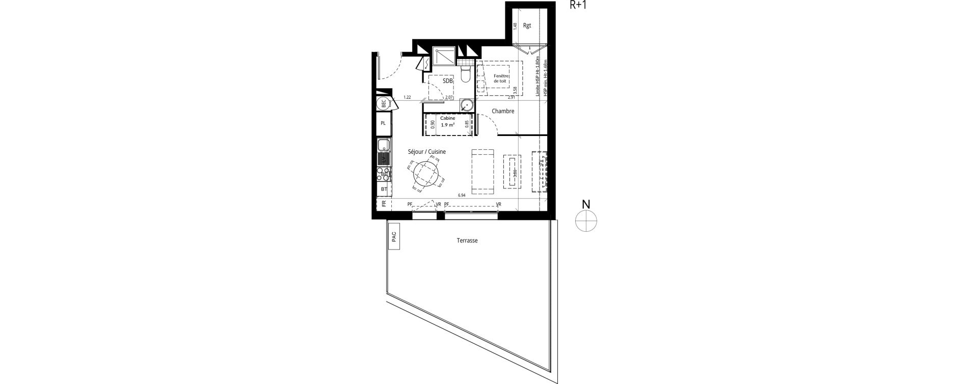 Appartement T2 de 43,30 m2 &agrave; Messanges Centre