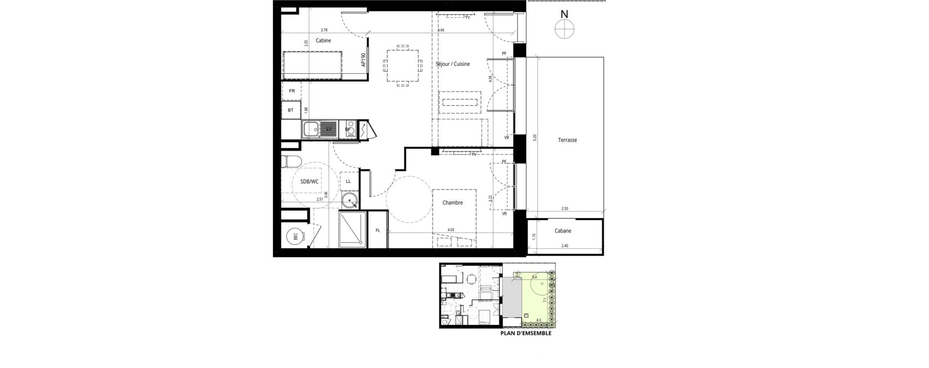 Appartement T2 de 55,60 m2 &agrave; Messanges Centre