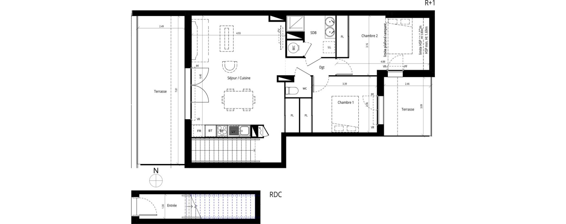 Appartement T3 de 70,50 m2 &agrave; Messanges Centre