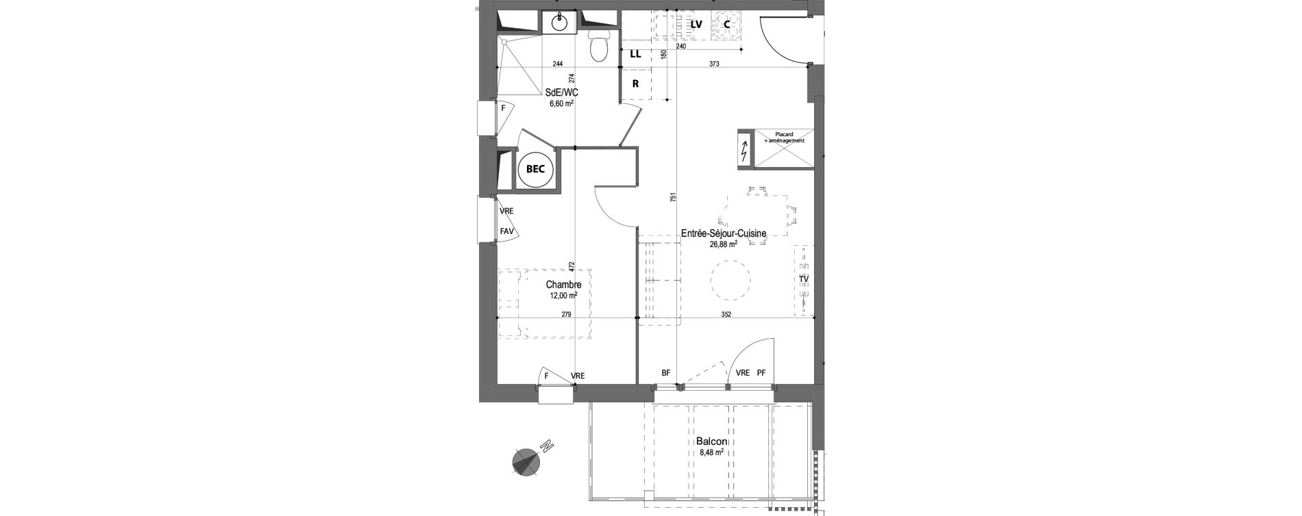 Appartement T2 de 45,48 m2 &agrave; Messanges Centre