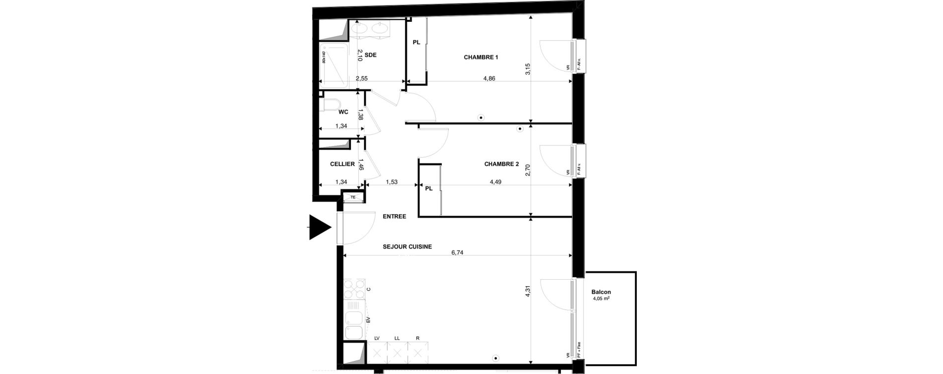 Appartement T3 de 69,85 m2 &agrave; Mimizan Plage