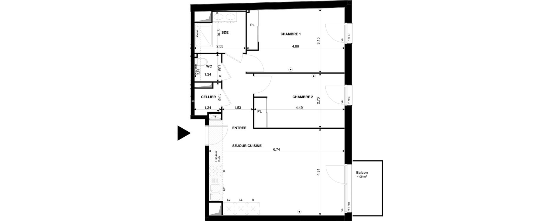 Appartement T3 de 69,94 m2 &agrave; Mimizan Plage