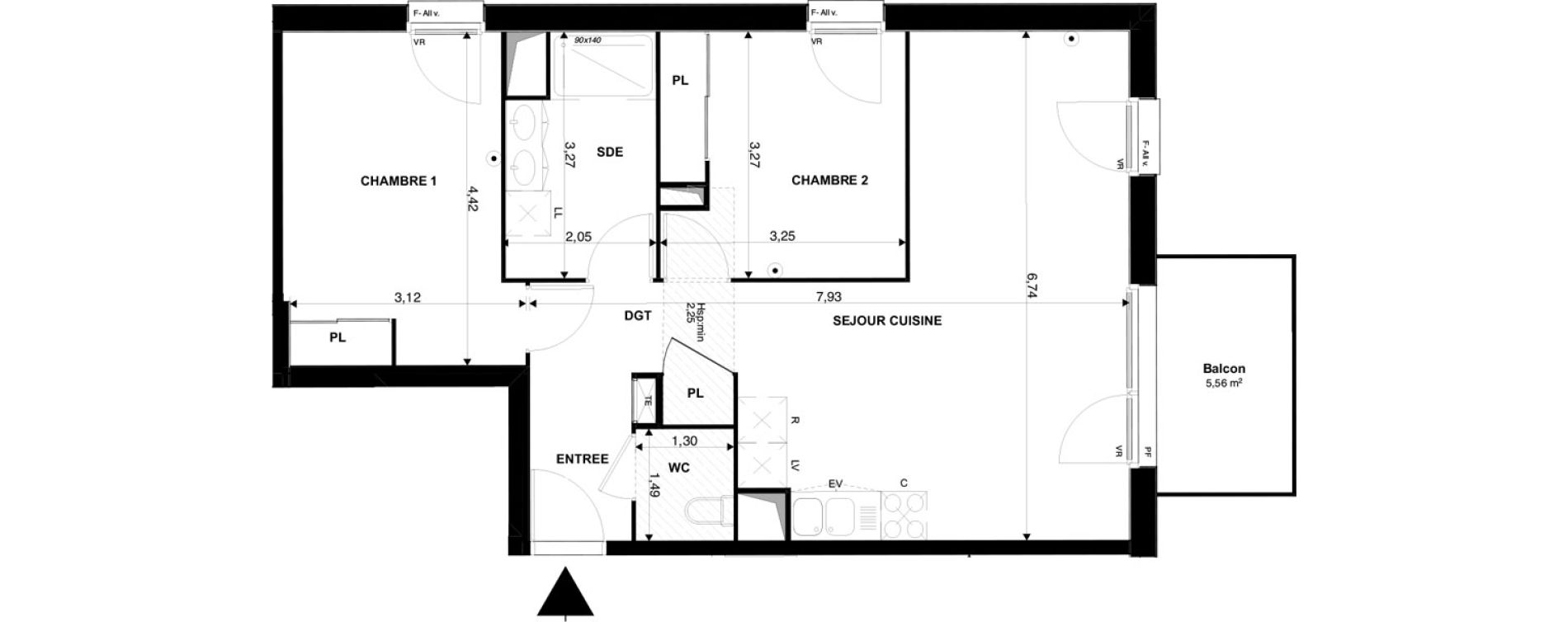 Appartement T3 de 65,11 m2 &agrave; Mimizan Plage
