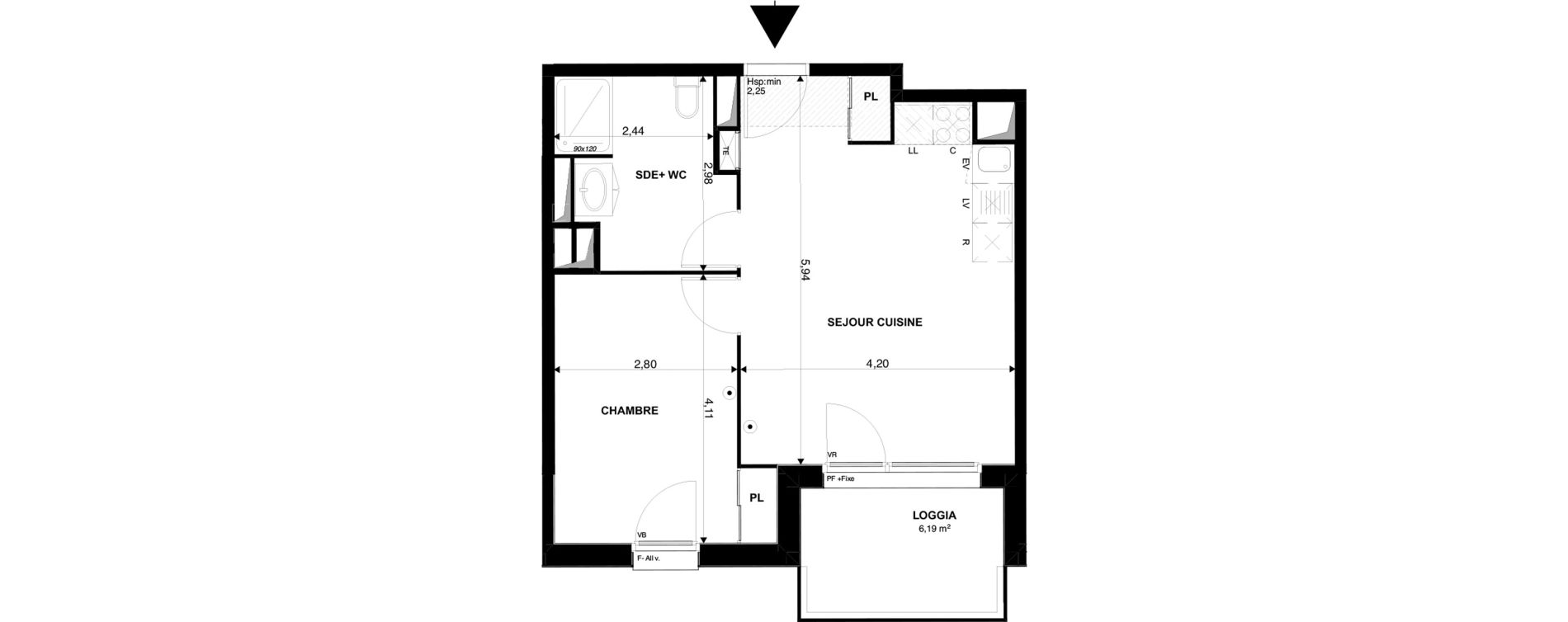 Appartement T2 de 42,73 m2 &agrave; Mimizan Plage