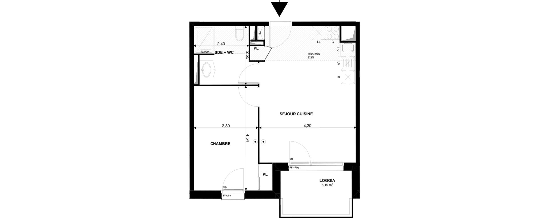 Appartement T2 de 43,96 m2 &agrave; Mimizan Plage