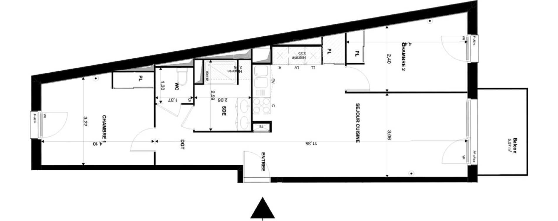 Appartement T3 de 65,98 m2 &agrave; Mimizan Plage