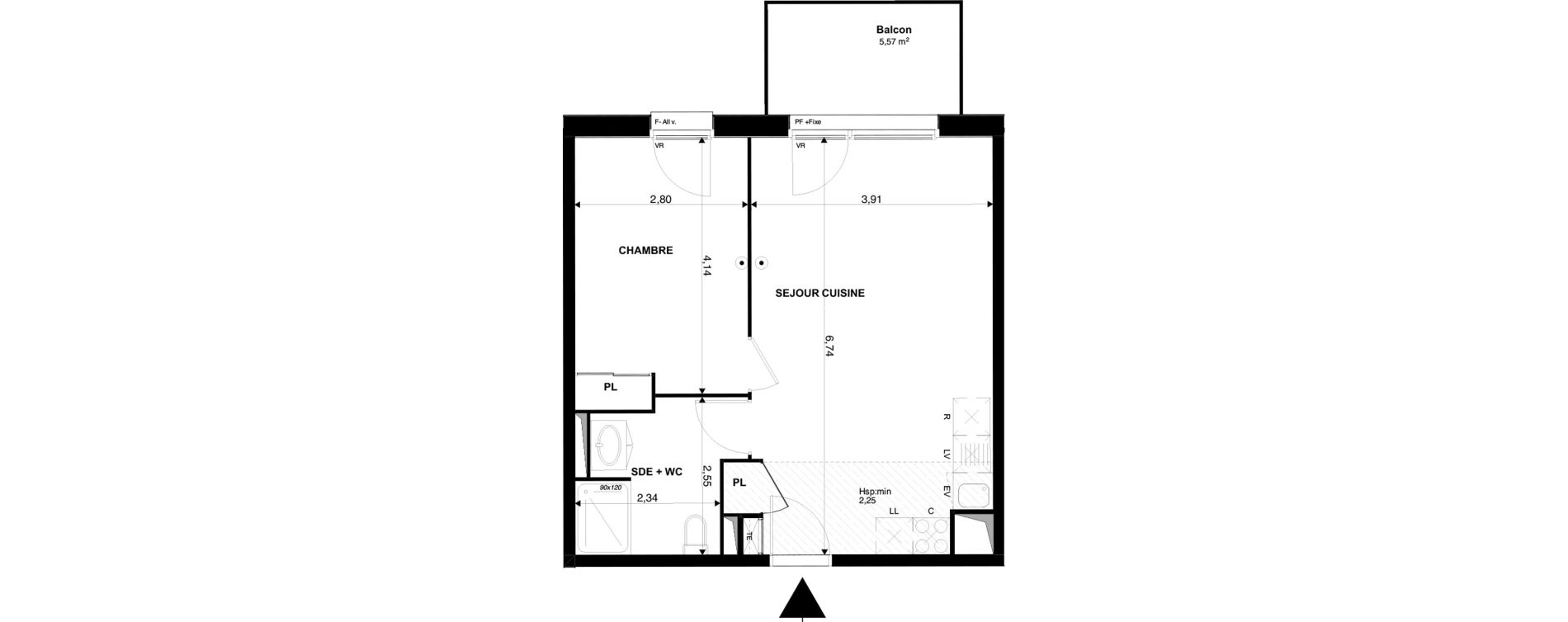 Appartement T2 de 43,67 m2 &agrave; Mimizan Plage