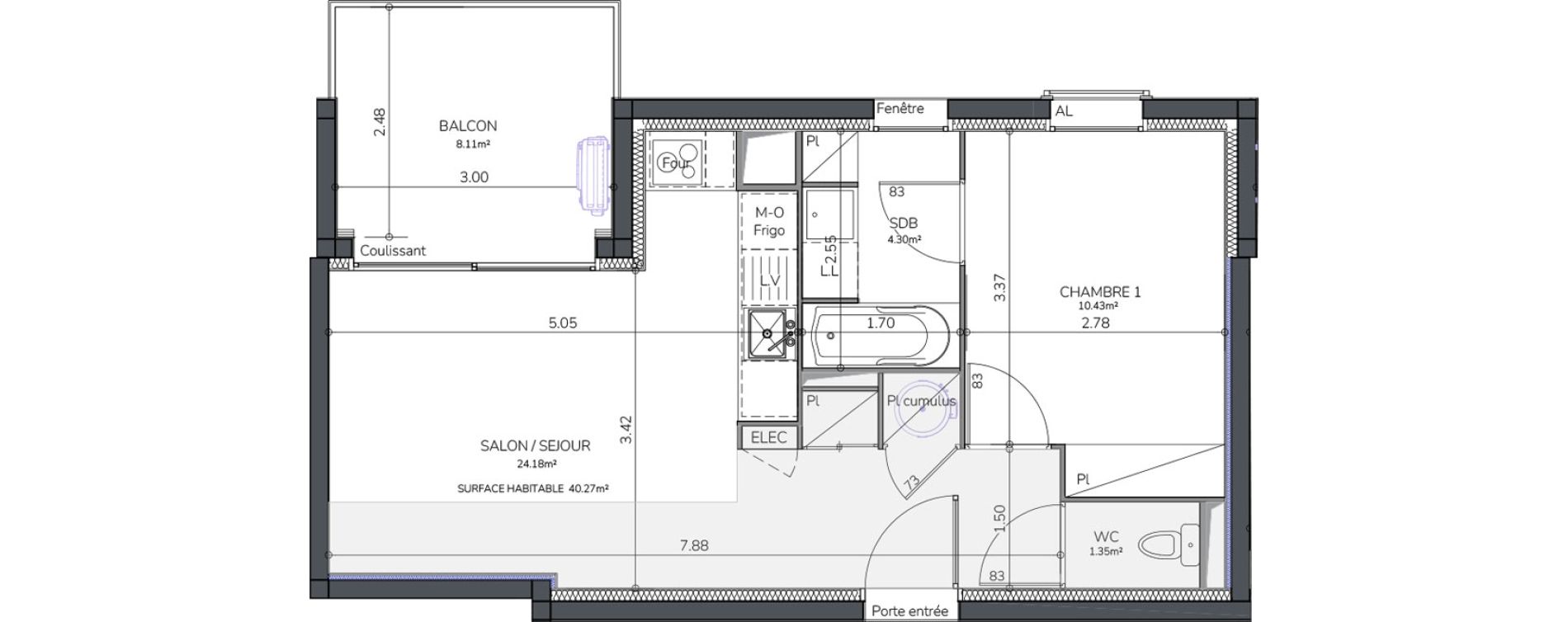 Appartement T2 de 40,26 m2 &agrave; Mimizan Plage