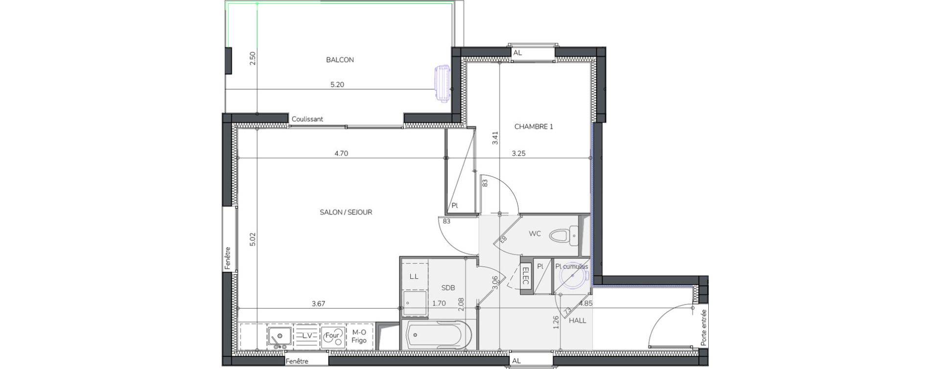 Appartement T2 de 45,78 m2 &agrave; Mimizan Plage