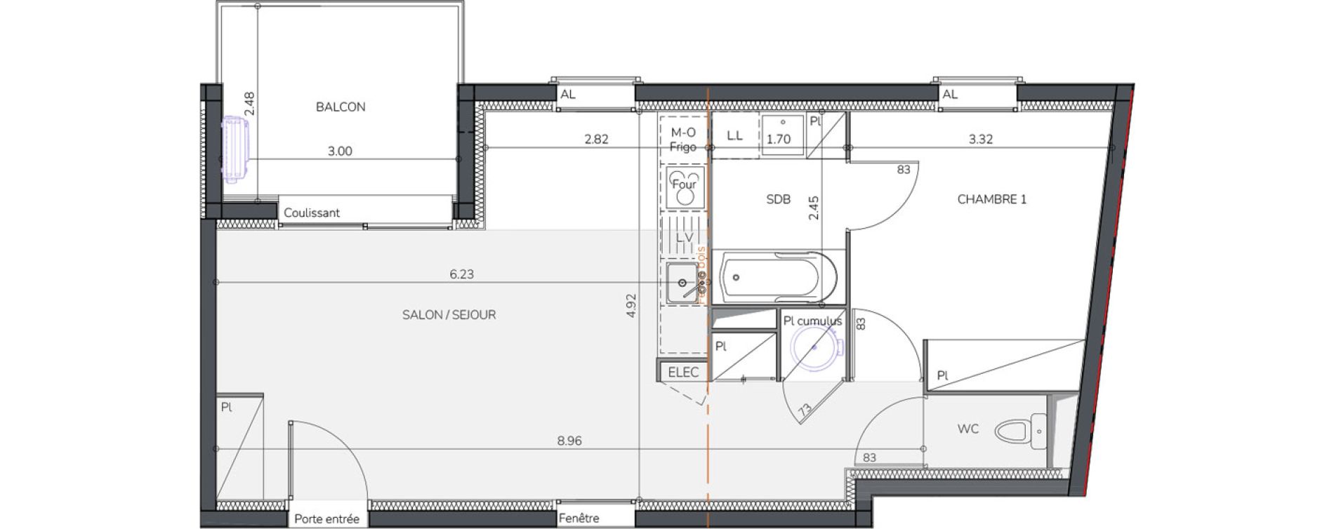 Appartement T2 de 46,72 m2 &agrave; Mimizan Plage