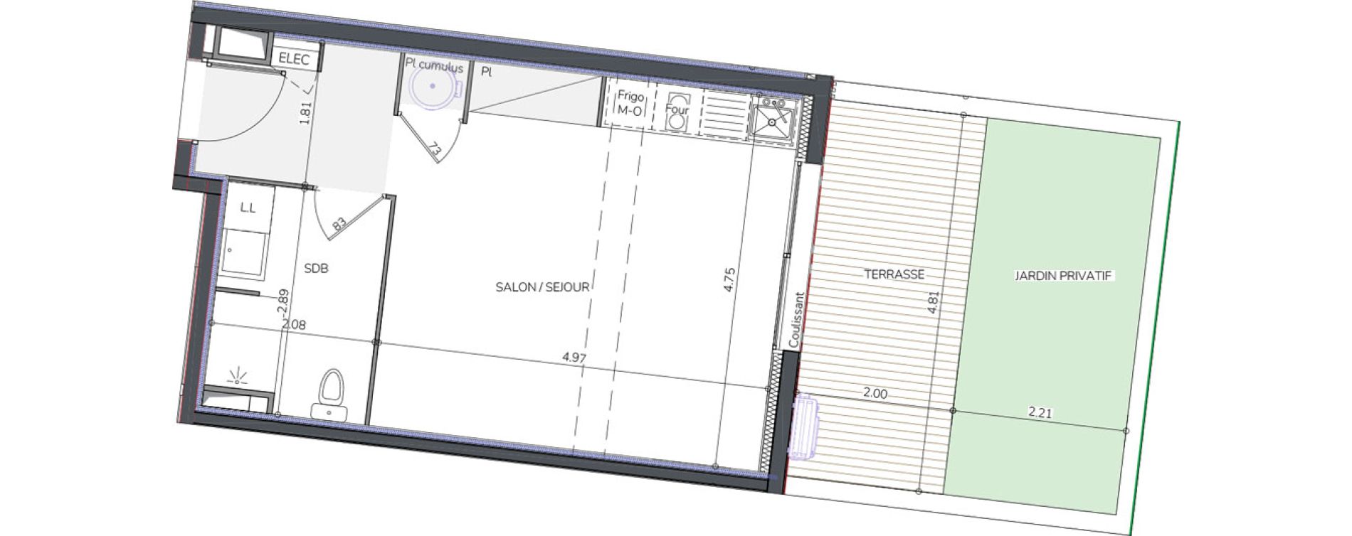 Appartement T1 de 33,39 m2 &agrave; Mimizan Plage