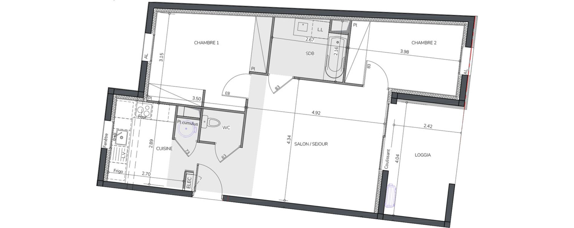 Appartement T3 de 61,14 m2 &agrave; Mimizan Plage