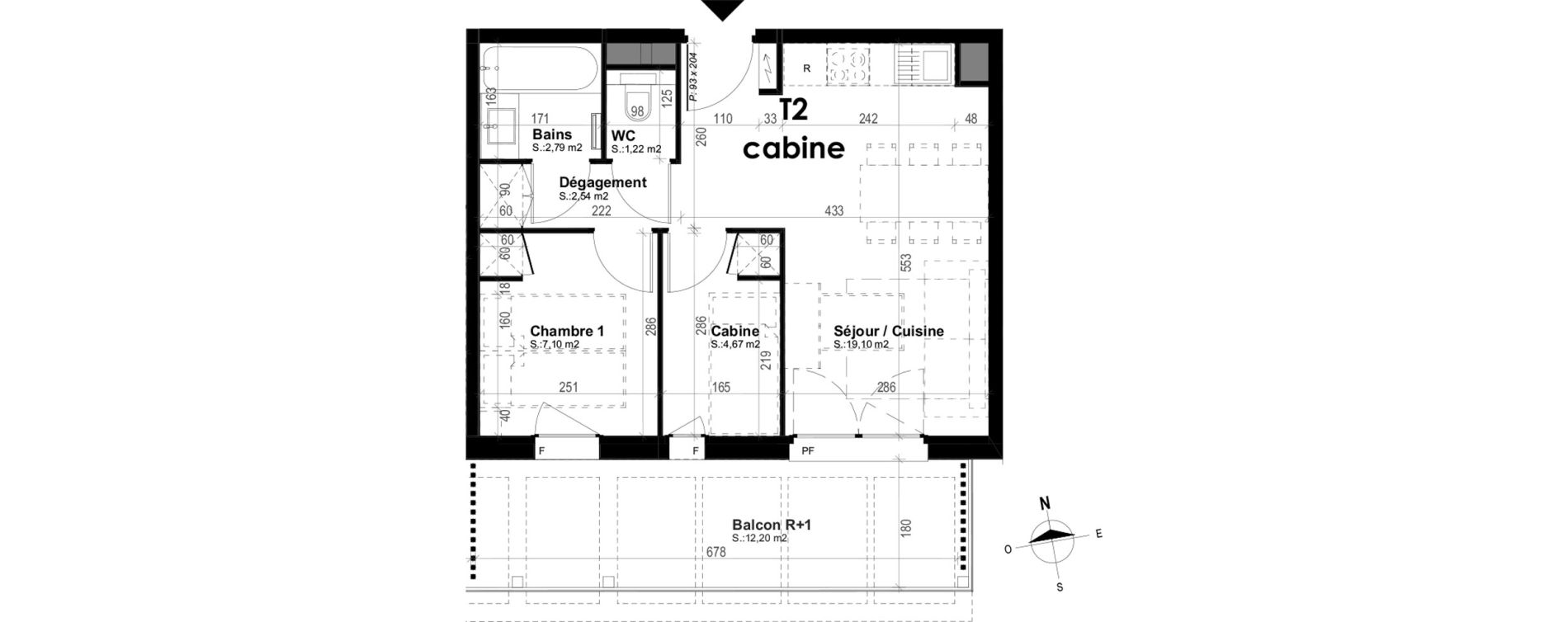 Appartement T2 meubl&eacute; de 37,42 m2 &agrave; Mimizan Plage