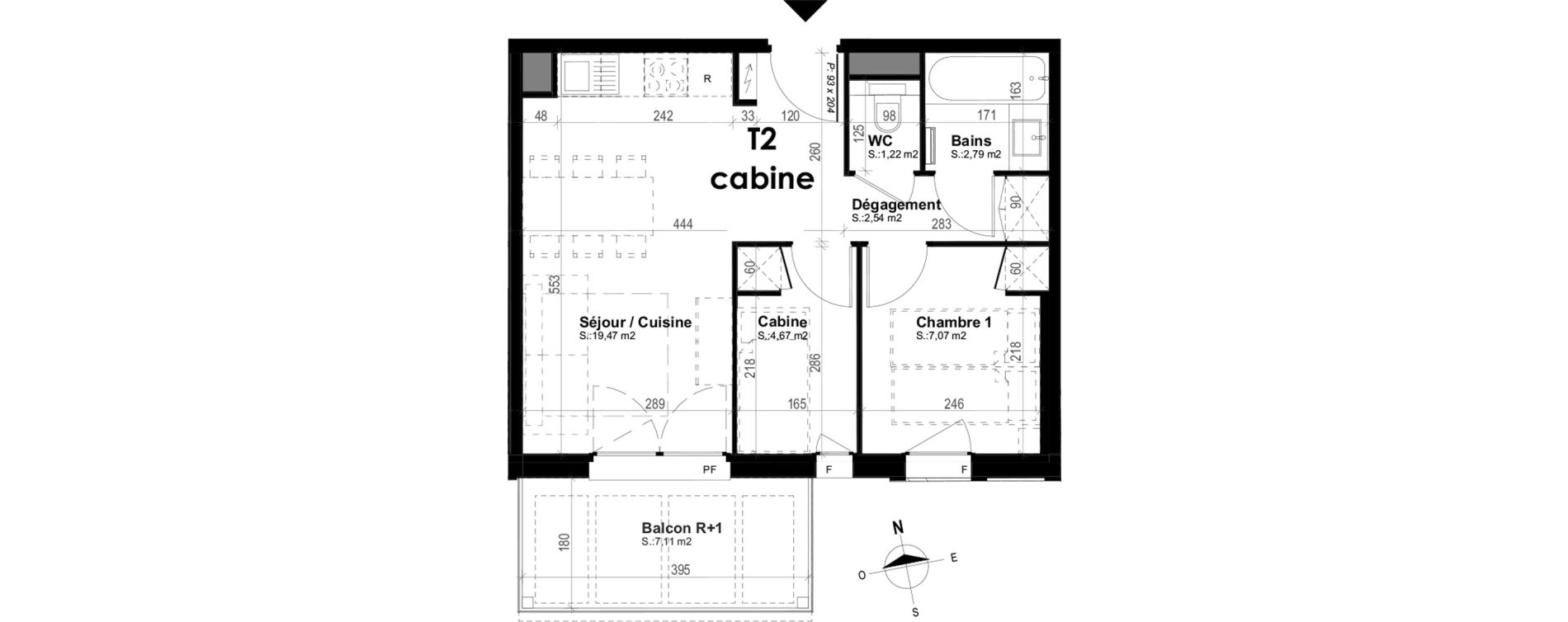 Appartement T2 meubl&eacute; de 37,76 m2 &agrave; Mimizan Plage