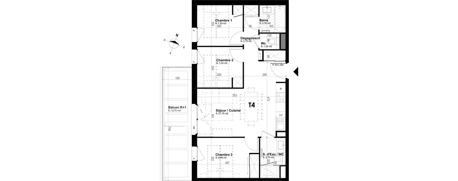 Appartement T4 meubl&eacute; de 56,78 m2 &agrave; Mimizan Plage