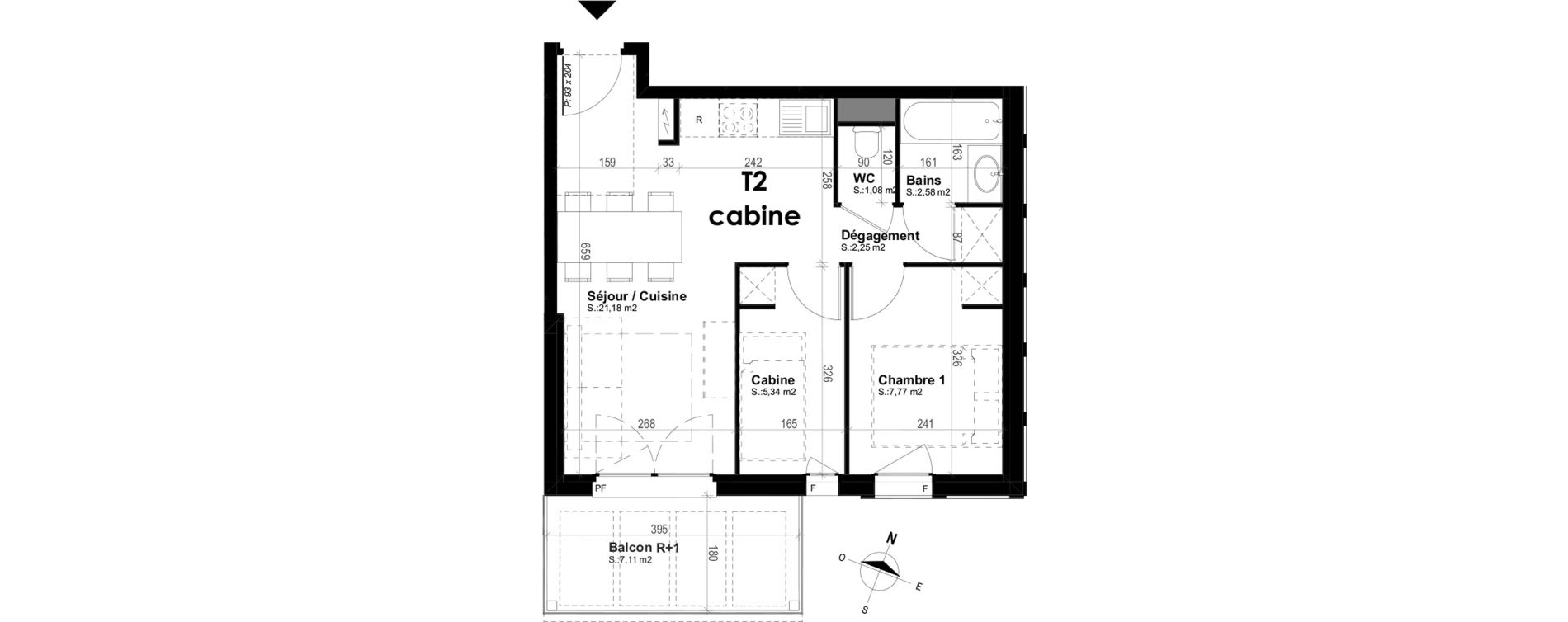 Appartement T2 meubl&eacute; de 40,20 m2 &agrave; Mimizan Plage