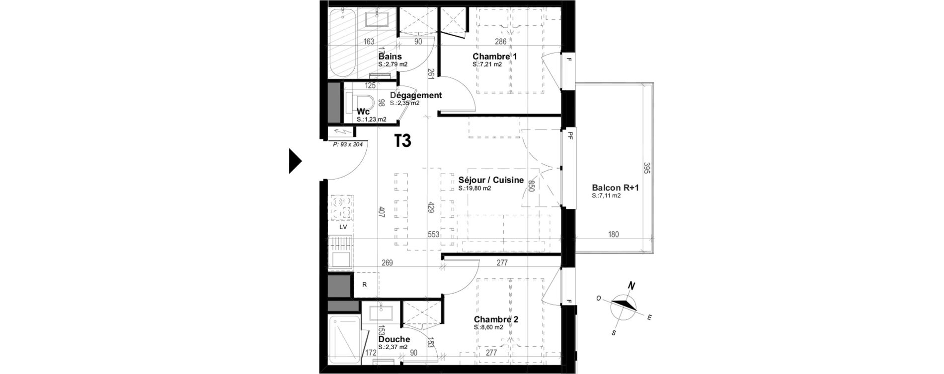 Appartement T3 meubl&eacute; de 44,35 m2 &agrave; Mimizan Plage