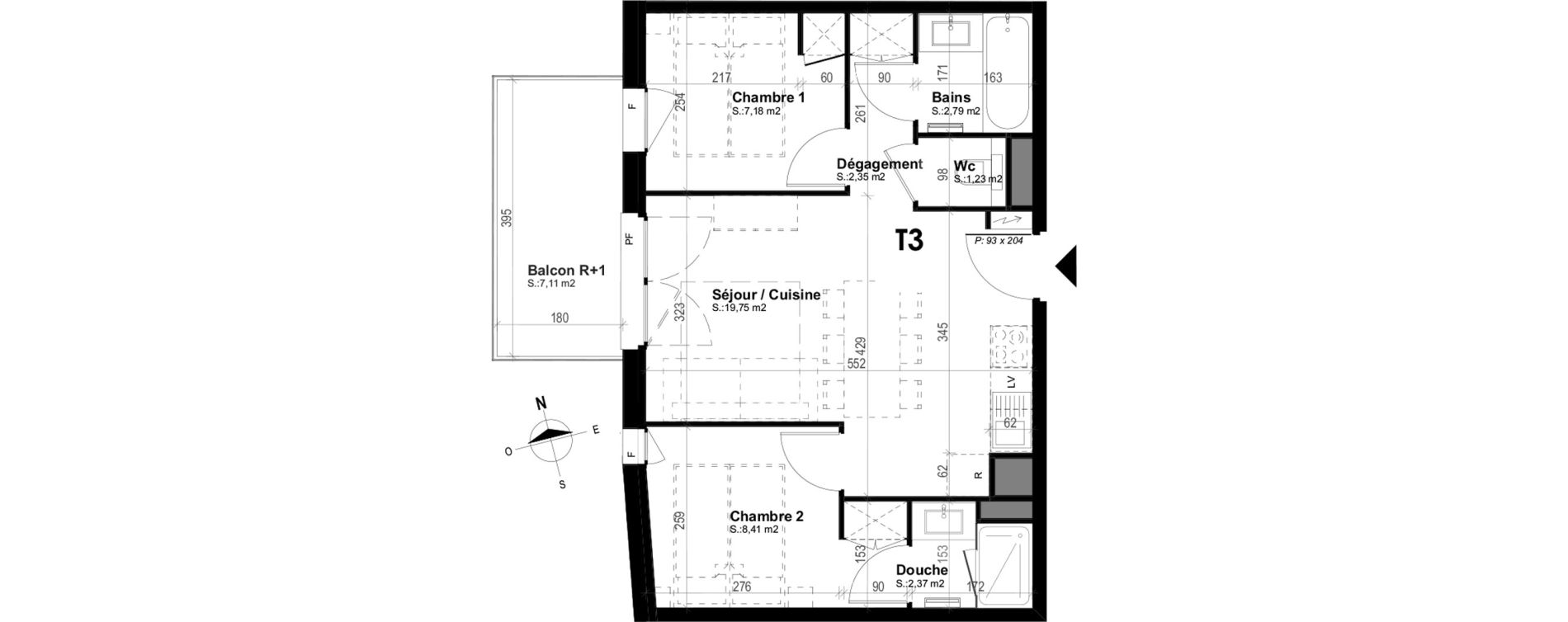 Appartement T3 meubl&eacute; de 44,08 m2 &agrave; Mimizan Plage