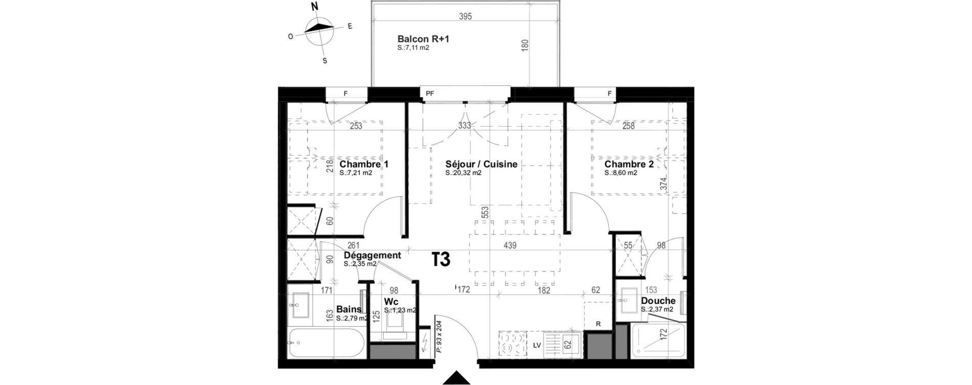 Appartement T3 meubl&eacute; de 44,87 m2 &agrave; Mimizan Plage