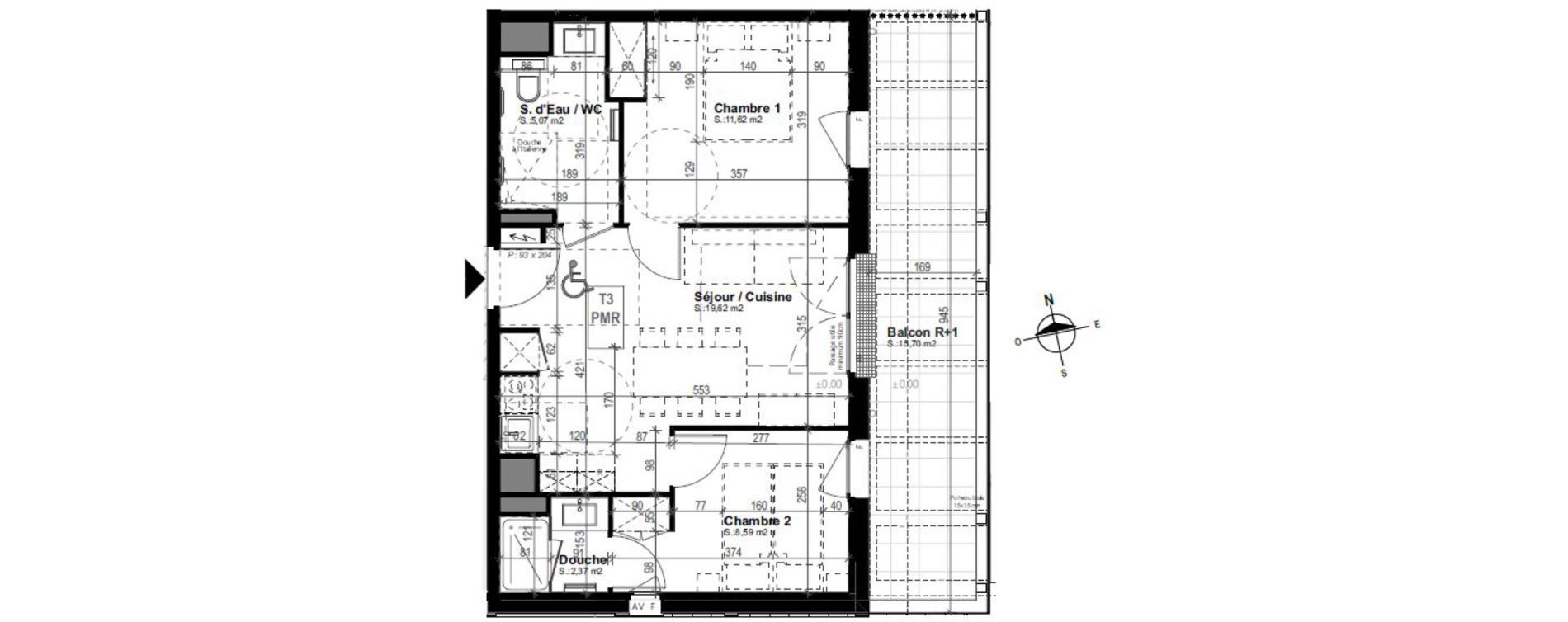 Appartement T3 meubl&eacute; de 47,27 m2 &agrave; Mimizan Plage