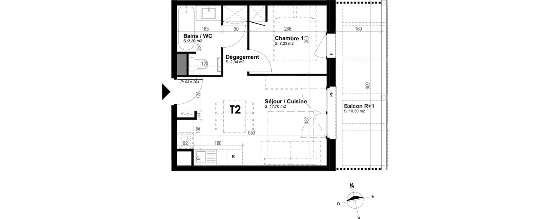 Appartement T2 meubl&eacute; de 31,07 m2 &agrave; Mimizan Plage