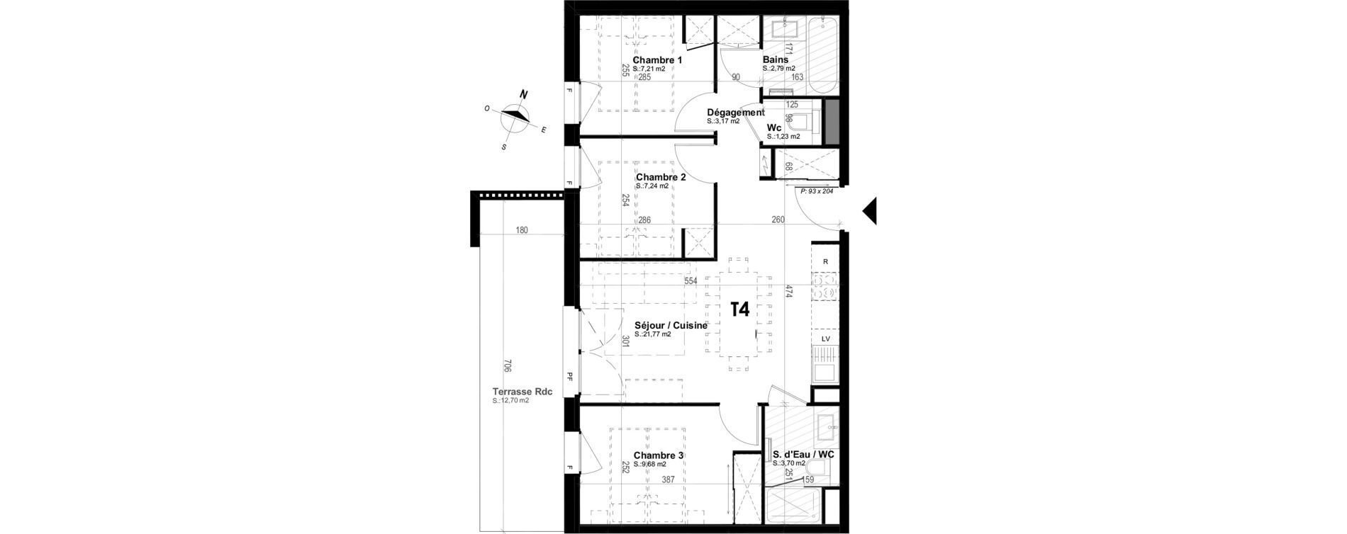 Appartement T4 meubl&eacute; de 56,79 m2 &agrave; Mimizan Plage