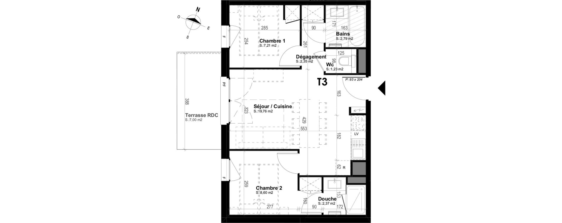 Appartement T3 meubl&eacute; de 44,31 m2 &agrave; Mimizan Plage