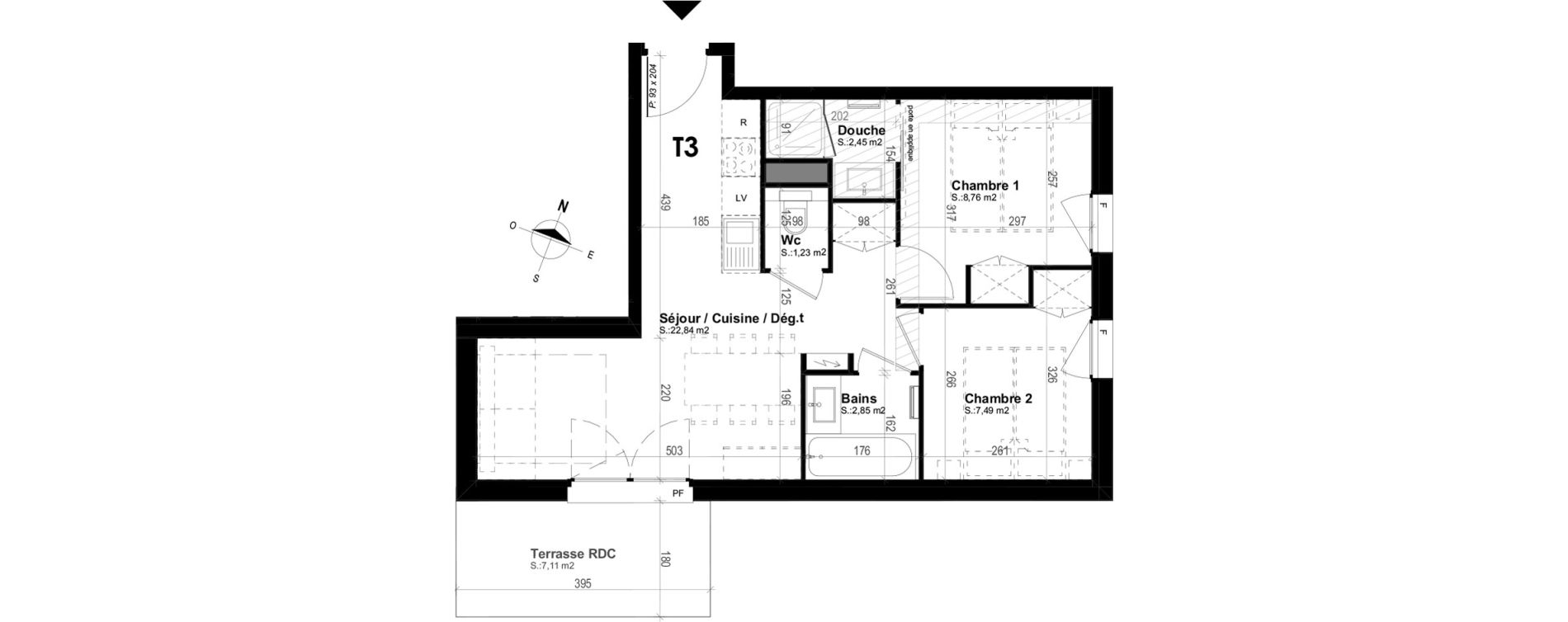 Appartement T3 meubl&eacute; de 45,62 m2 &agrave; Mimizan Plage