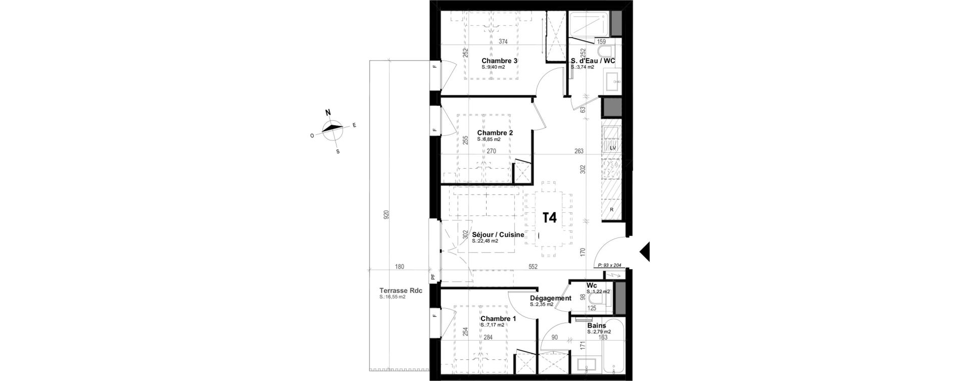 Appartement T4 meubl&eacute; de 56,00 m2 &agrave; Mimizan Plage