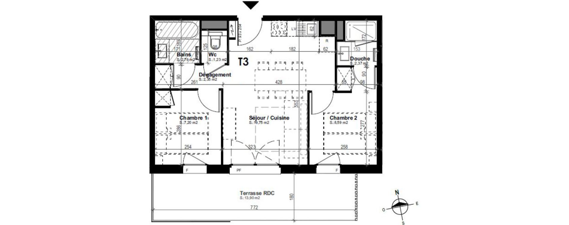 Appartement T3 meubl&eacute; de 44,28 m2 &agrave; Mimizan Plage