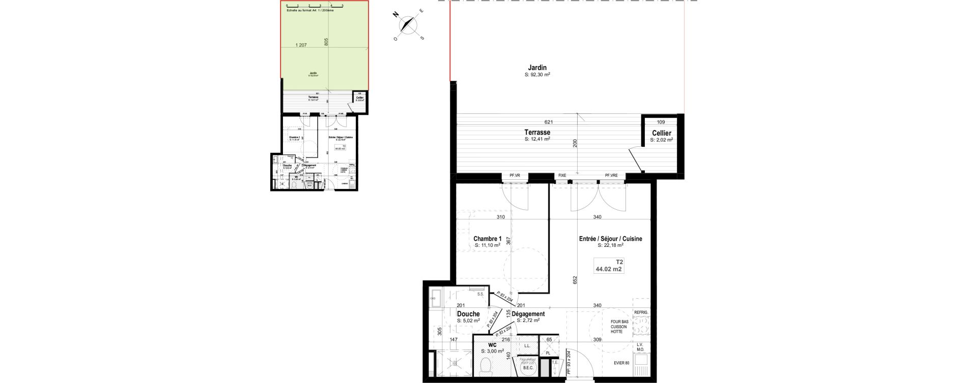 Appartement T2 de 44,02 m2 &agrave; Mimizan Centre