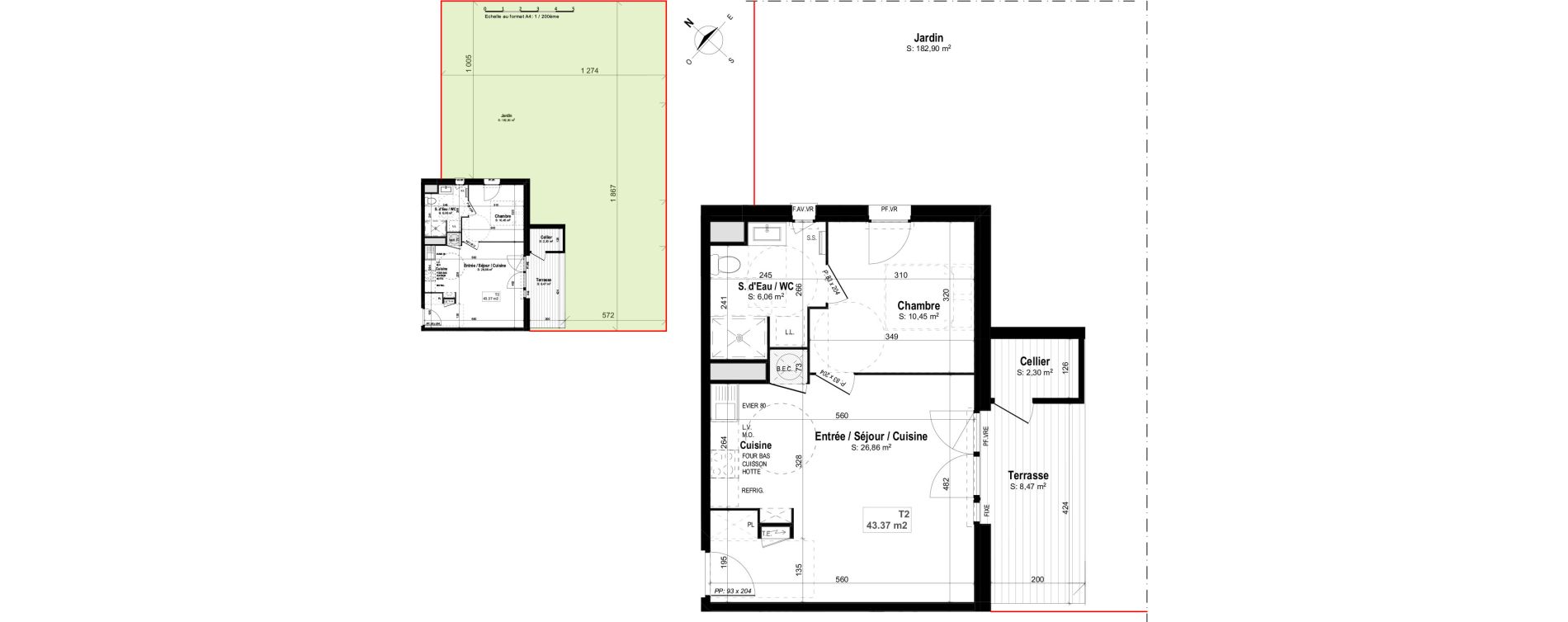 Appartement T2 de 43,37 m2 &agrave; Mimizan Centre