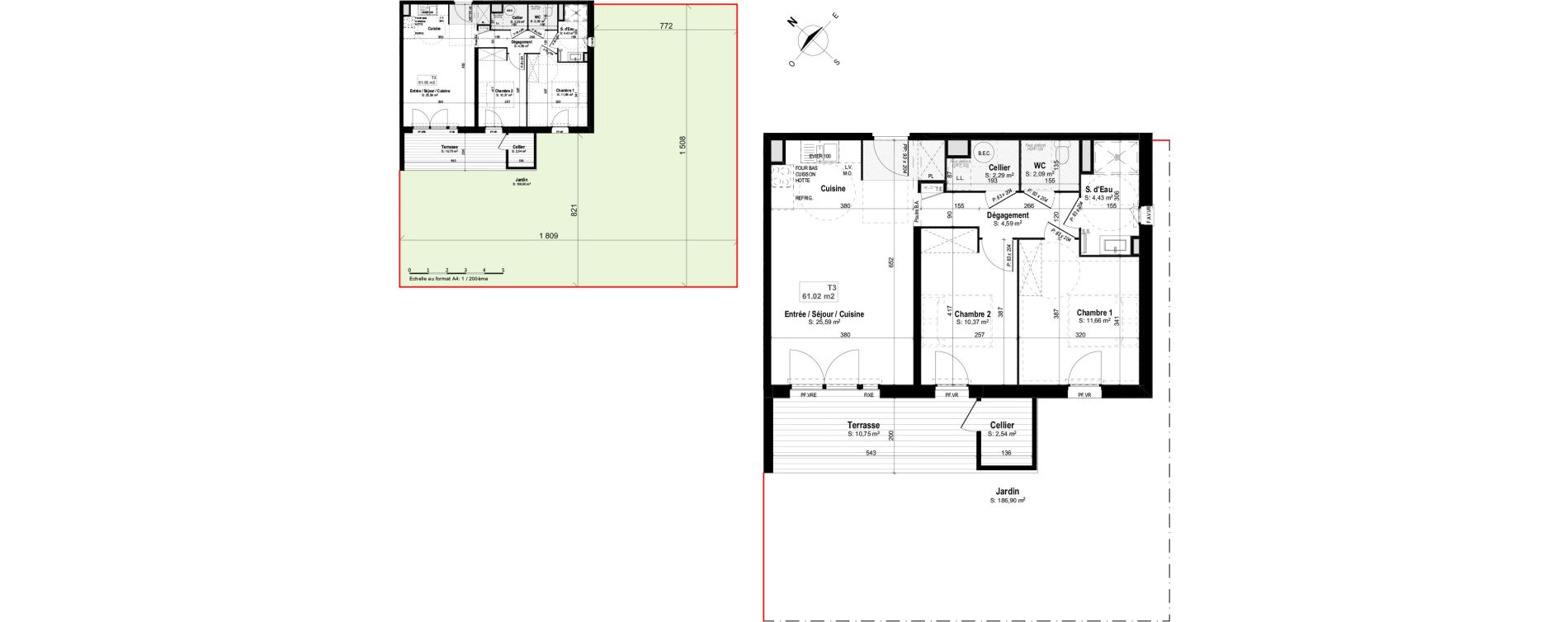 Appartement T3 de 61,02 m2 &agrave; Mimizan Centre
