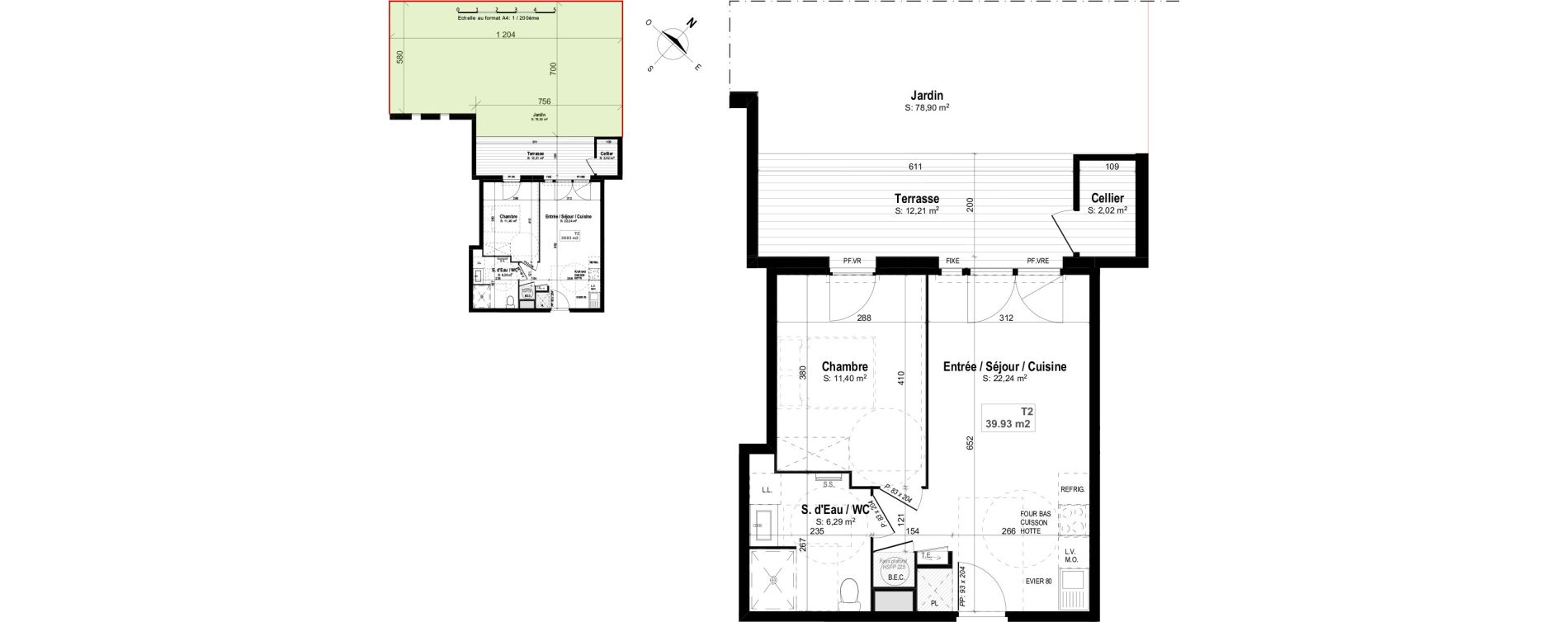 Appartement T2 de 39,93 m2 &agrave; Mimizan Centre