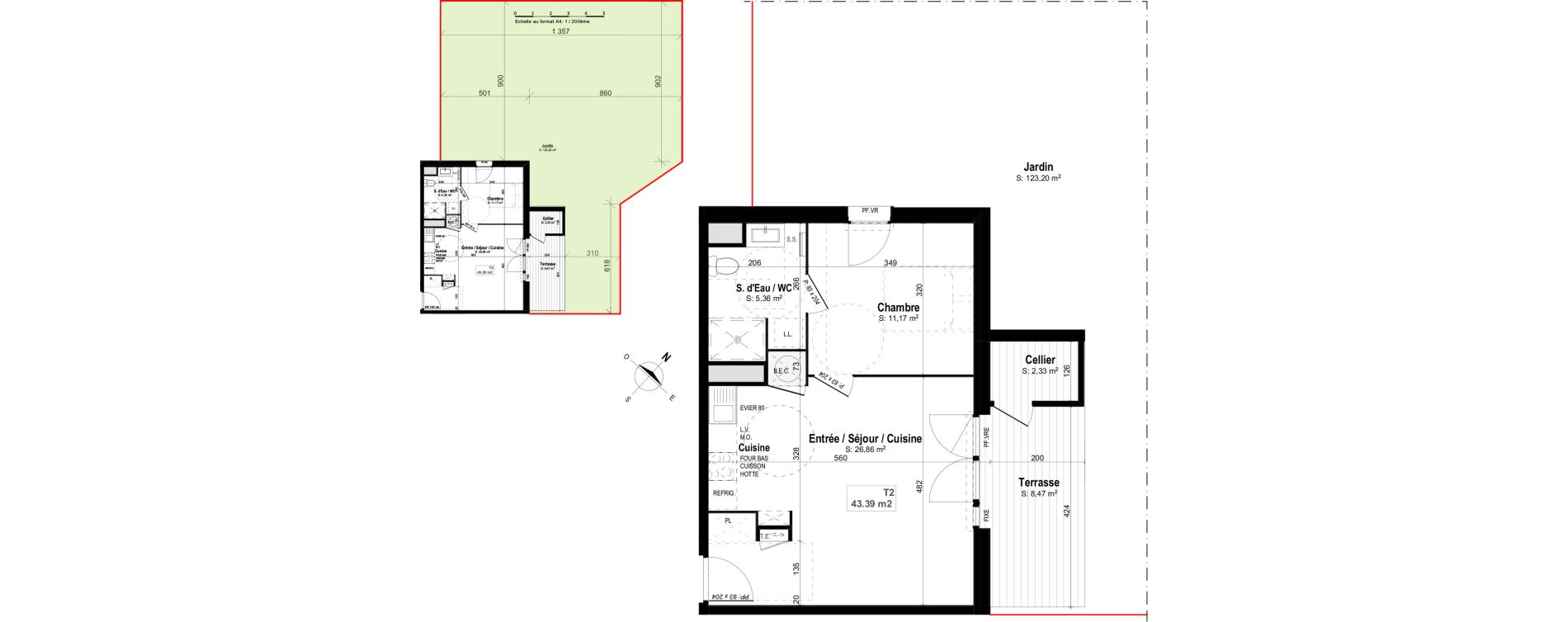 Appartement T2 de 43,39 m2 &agrave; Mimizan Centre