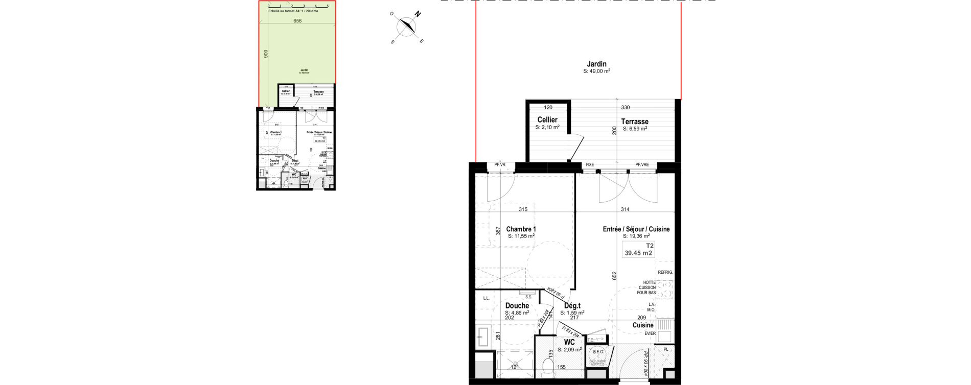 Appartement T2 de 39,45 m2 &agrave; Mimizan Centre