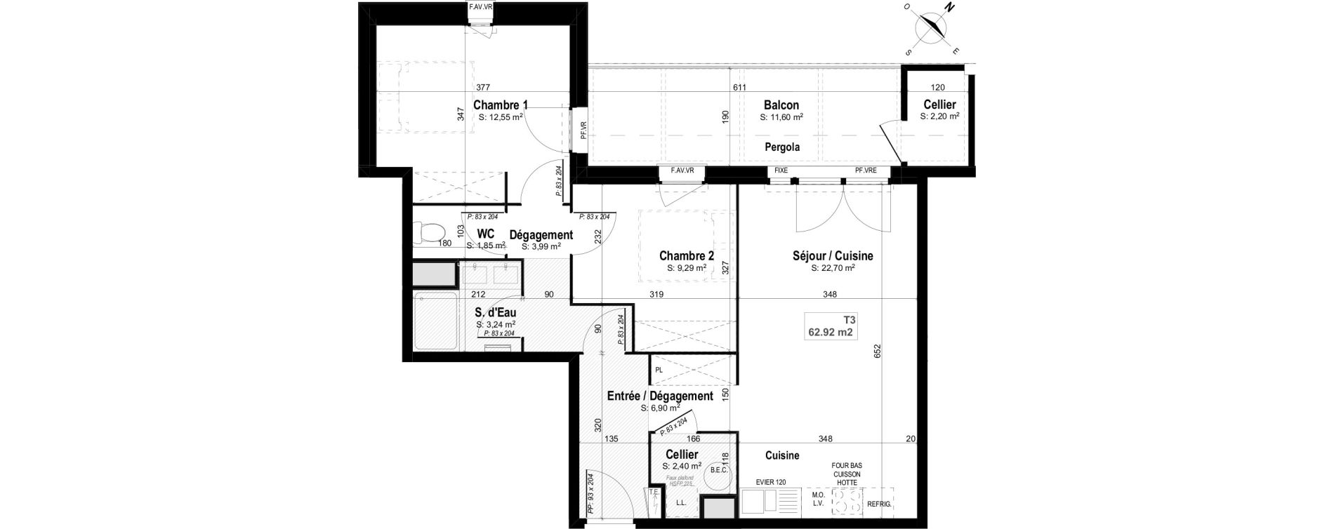 Appartement T3 de 62,92 m2 &agrave; Mimizan Centre