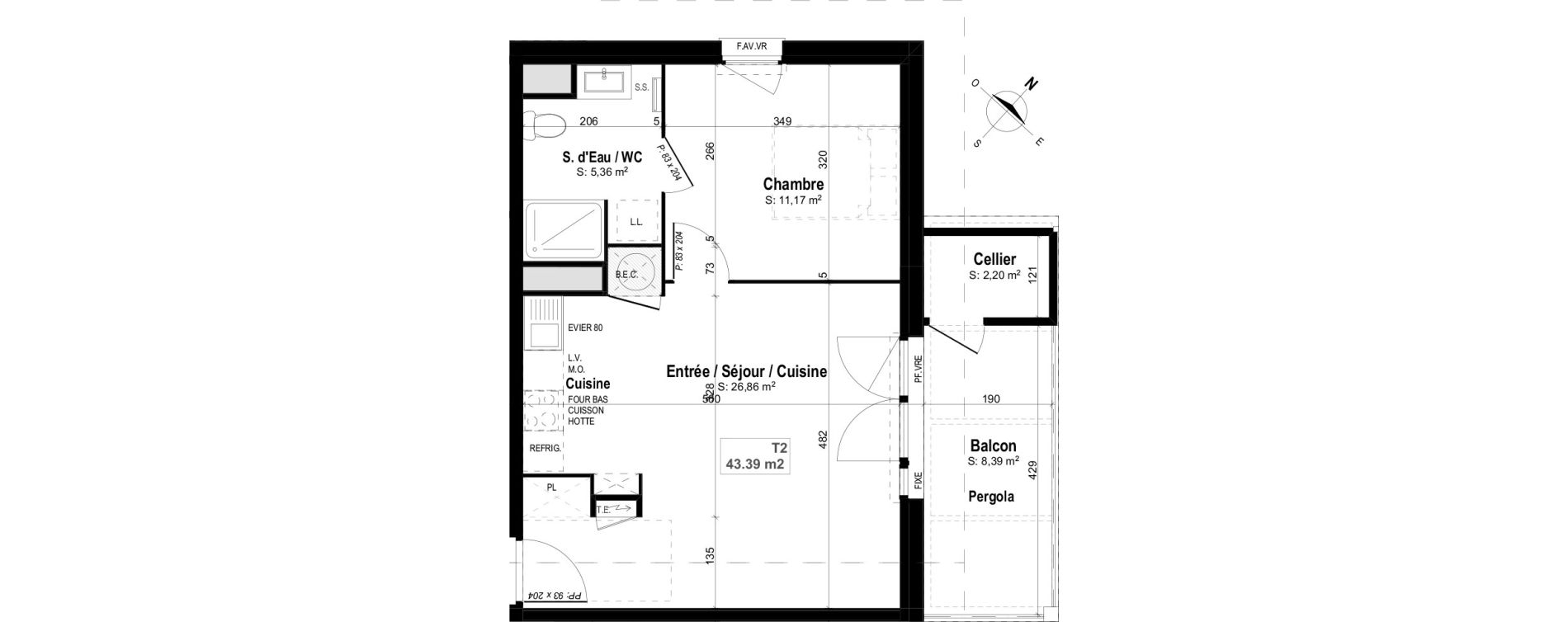 Appartement T2 de 43,39 m2 &agrave; Mimizan Centre