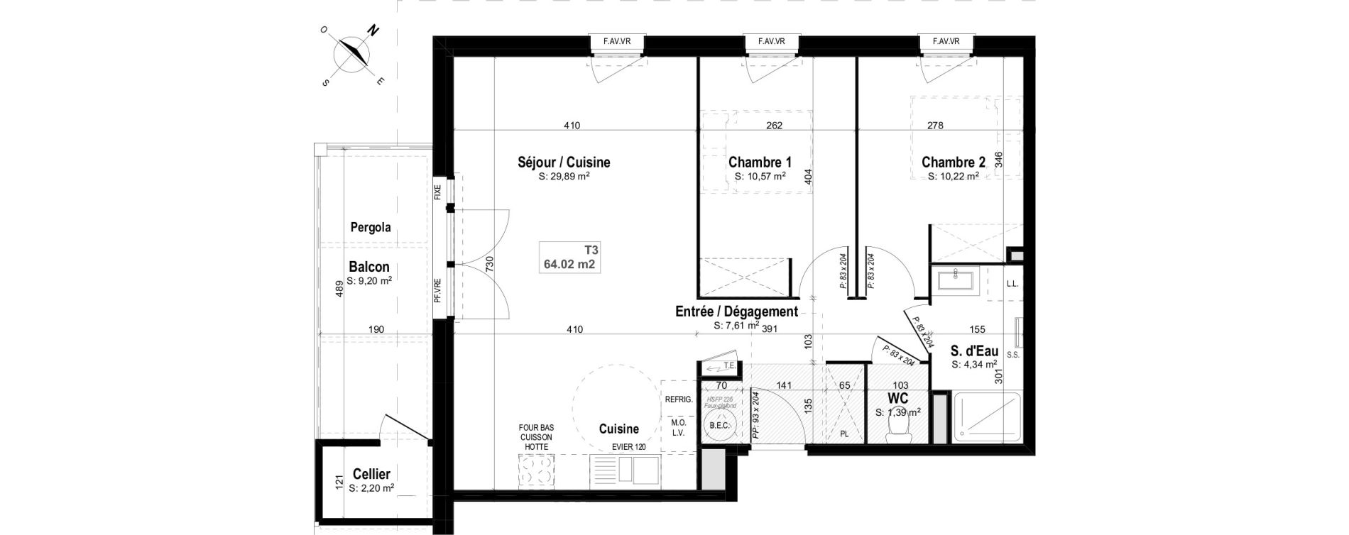 Appartement T3 de 64,02 m2 &agrave; Mimizan Centre